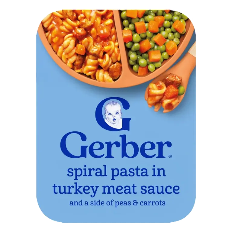 Gerber Baby Food Spiral Pasta in Turkey Meat Sauce with Green and Yellow Beans Toddler Meals- 6.67oz