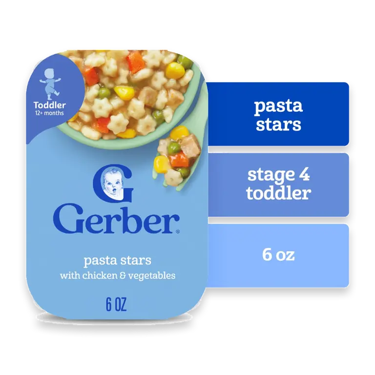 Mealtime for Toddler Pasta Stars with Chicken and Vegetables Toddler Food 6 oz Tray
