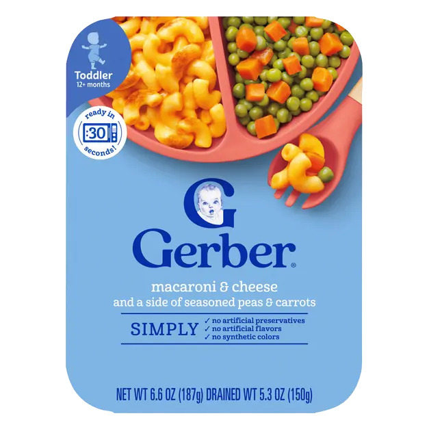 Mealtime Toddler Macaroni & Cheese with Seasoned Peas & Carrots