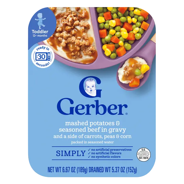 Mealtime Toddler Mashed Potatoes & Seasoned Beef in Gravy