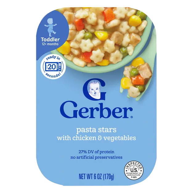 Mealtime Toddler Pasta Stars with Chicken & Vegetables