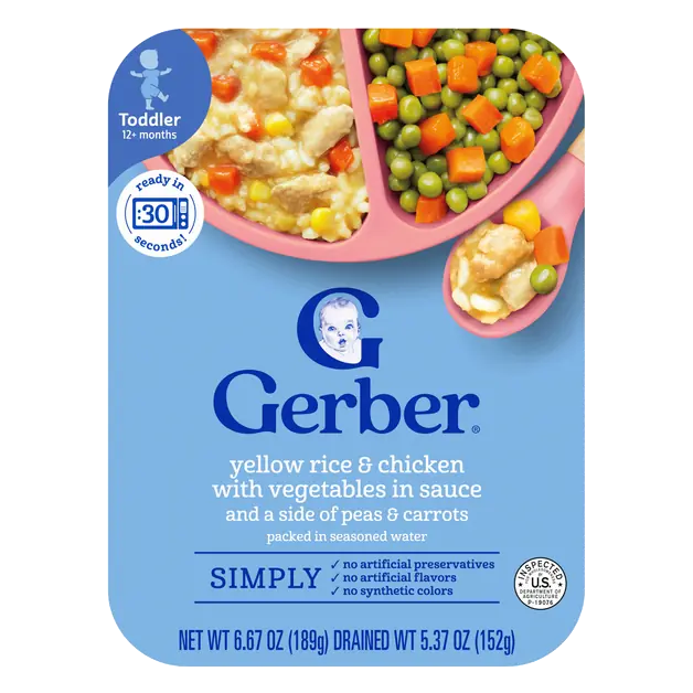Mealtime Toddler Yellow Rice & Chicken with Vegetables in Sauce