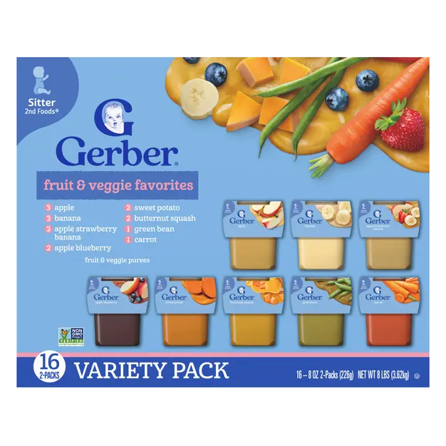 Natural 2nd Baby Food Fruit & Veggie Favorites Variety Pack - 16 ct
