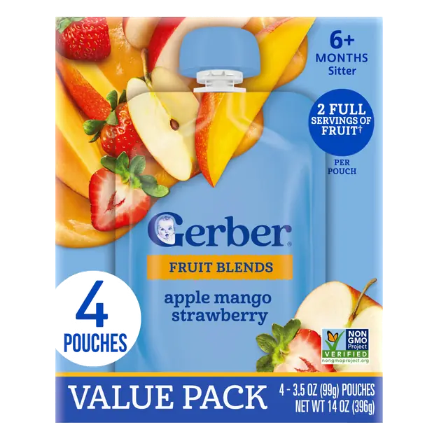 Natural for Baby 2nd Foods Apple Mango Strawberry Value Pack - 4 ct