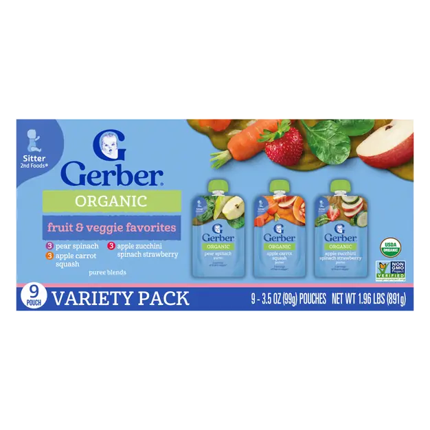 Organic 2nd Baby Food Fruit & Veggie Favorites Variety Pack - 9 ct