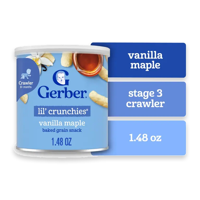 Snacks for Baby Lil Crunchies Baked Grain Vanilla Maple Canister