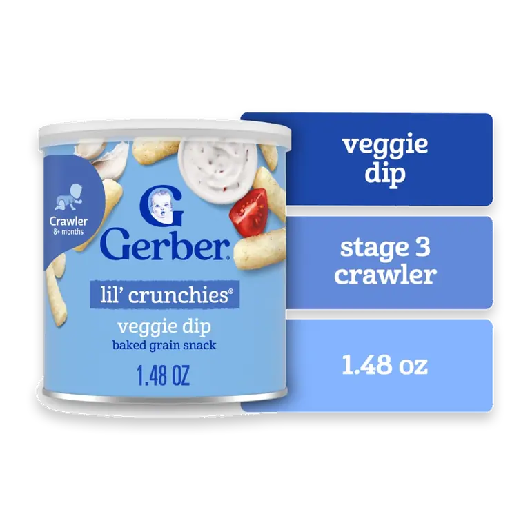 Snacks for Baby Lil Crunchies Veggie Dip Puffs Canister
