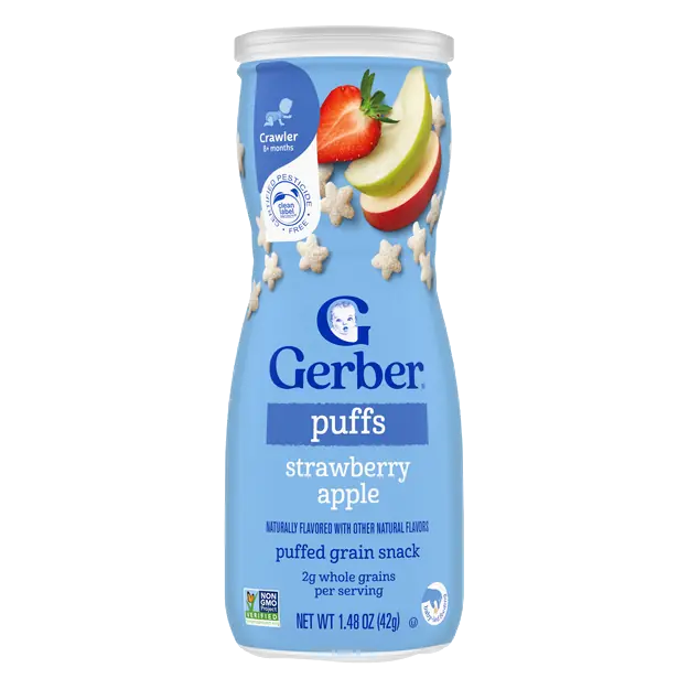 Snacks Grain & Grow Baby Strawberry Apple Puffs 8+ Months