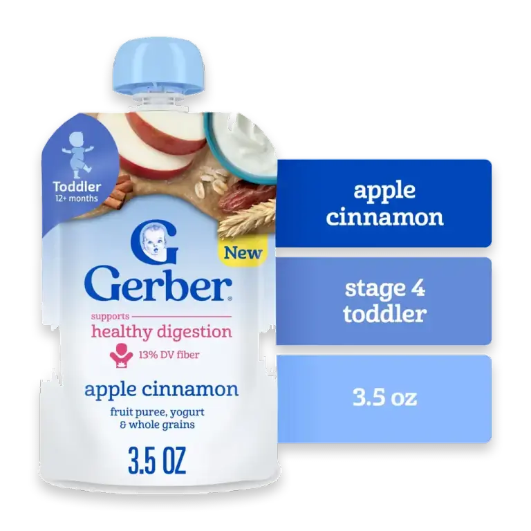 Toddler Food Apple Cinnamon Fruit Puree Yogurt & Whole Grains Pouches
