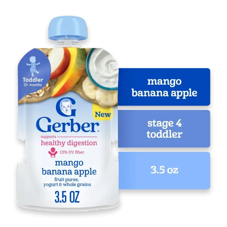 Toddler Food Mango Banana Apple Fruit Puree Yogurt & Whole Grains Pouches