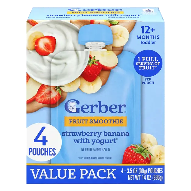 Toddler Strawberry Banana w/Yogurt Fruit Smoothie Value Pack - 4 ct