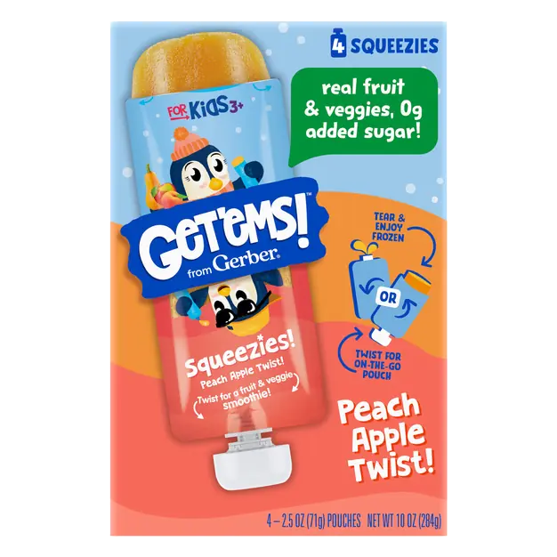 from Gerber Squeezies Peach Apple Twist Pouches - 4 ct