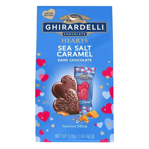 Dark Chocolate, Hearts, Sea Salt Caramel