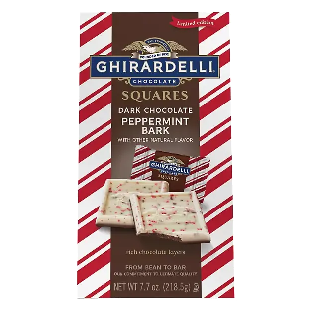 Dark Chocolate Peppermint Bark Chocolate Squares
