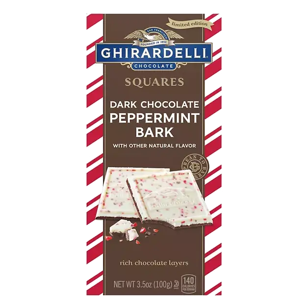 Dark Chocolate Peppermint Bark Chocolate Squares