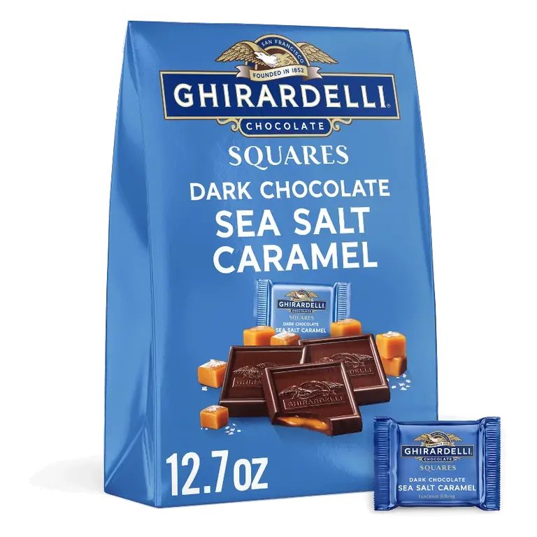 Ghirardelli Dark Square Chocolate Sea Salt Caramel - XL Bag - 12.7oz