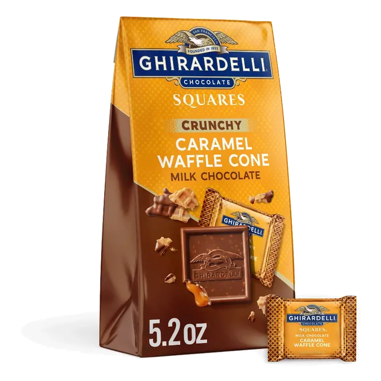 Ghirardelli Milk Chocolate Candy SQUARES with Caramel Waffle Cone Filling, 5.2oz