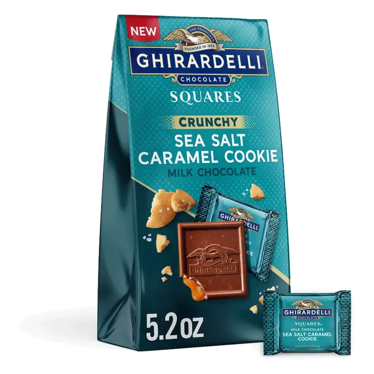 Ghirardelli Milk Chocolate Sea Salt Caramel Square Cookies - Medium Bag - 5.2oz