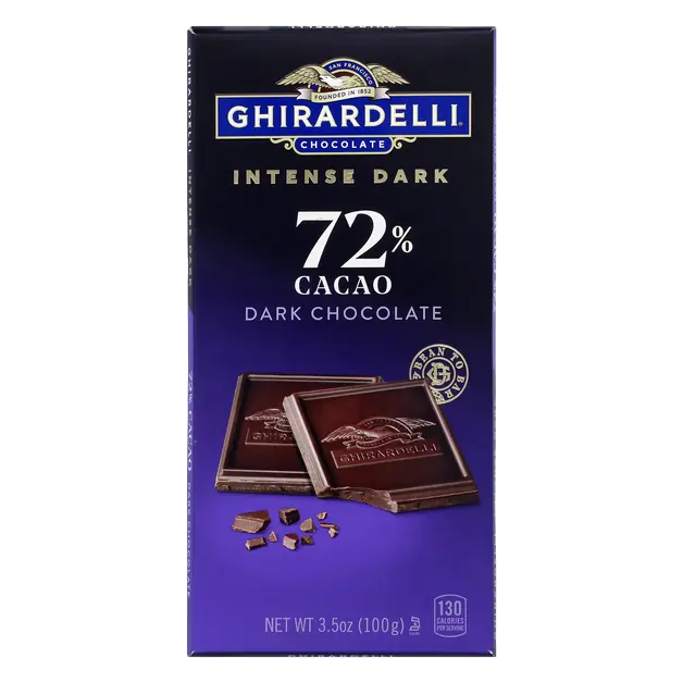 Intense Dark Chocolate Candy Bar 72% Cacao