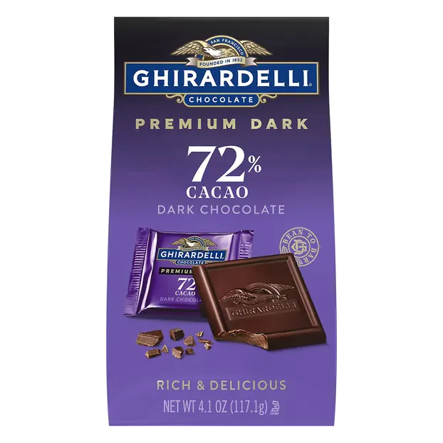 Intense Dark Chocolate Candy Squares 72% Cacao