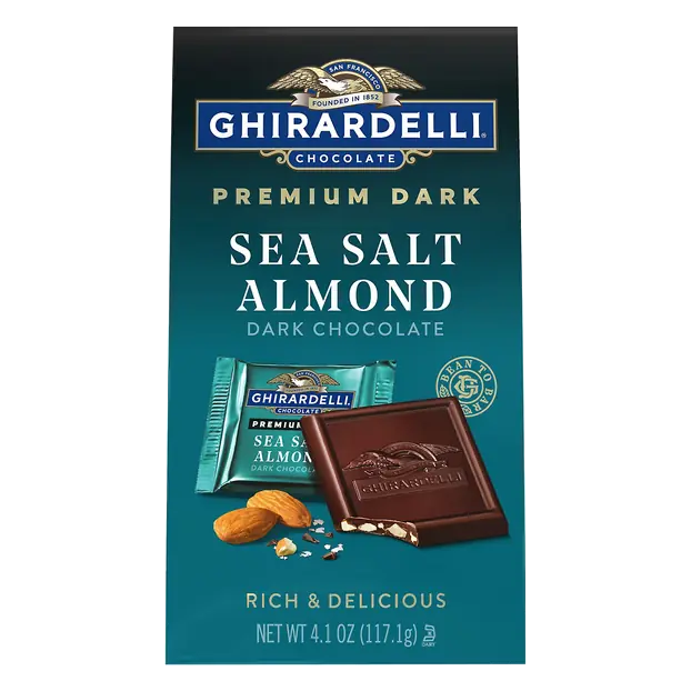 Intense Sea Salt Almond Dark Chocolate Candy Squares