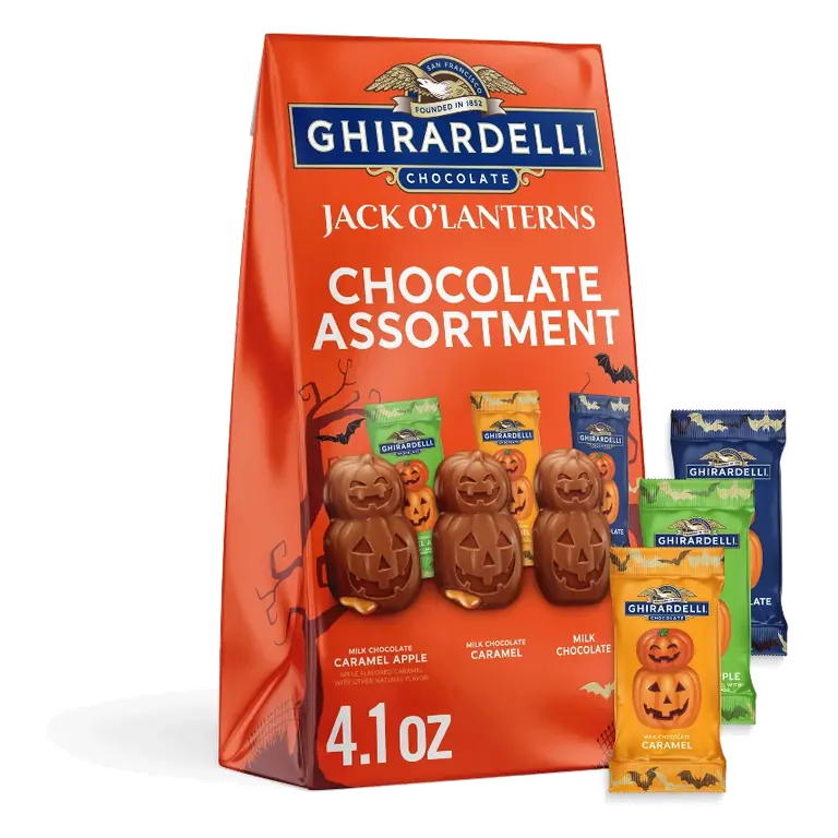Ghirardelli Jack O' Lanterns Halloween Assortment Bag Candy, 4.1oz
