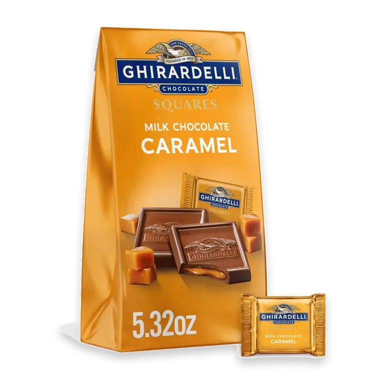 Milk Chocolate Squares with Caramel Filling Candy Bag