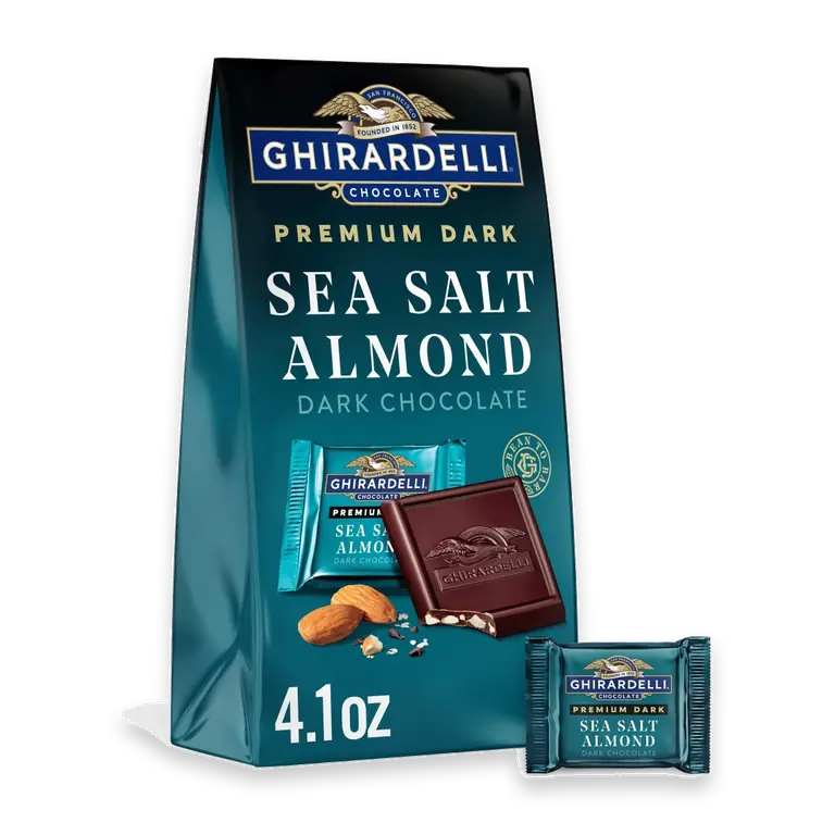 PREMIUM DARK Sea Salt Almond Dark Chocolate SQUARES