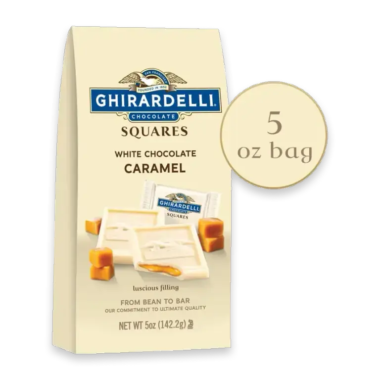 White Chocolate Squares with Caramel Filling Holiday Candy Bag