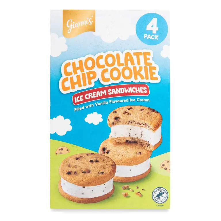 Chocolate Chip Ice Cream Sandwiches 4 Pack