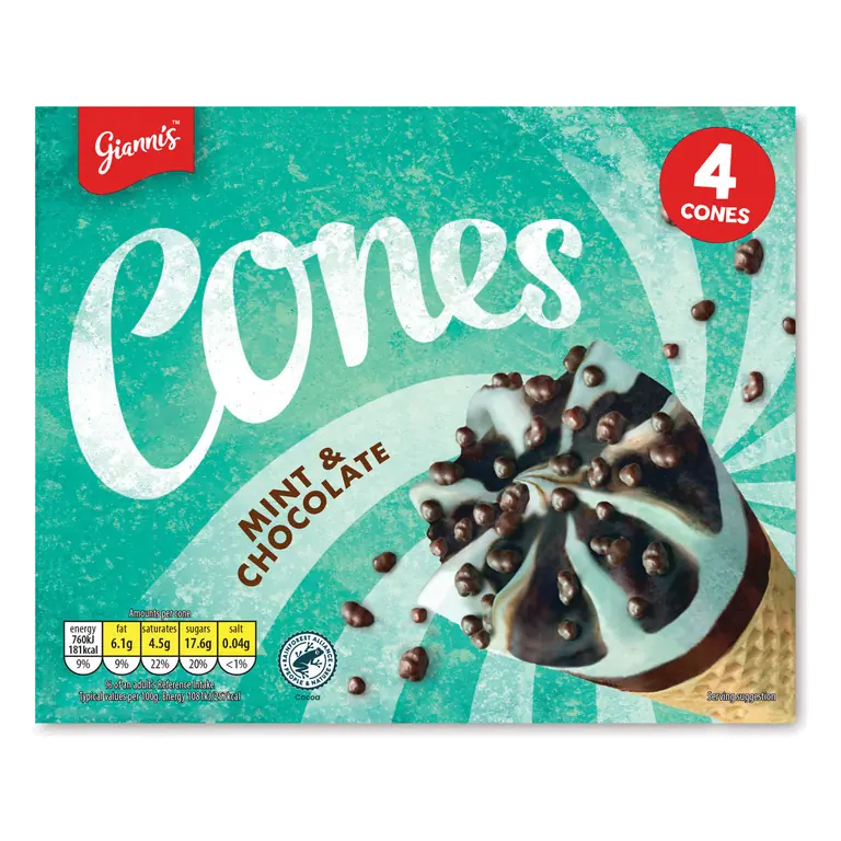 Mint & Chocolate Ice Cream Cones 4 Pack