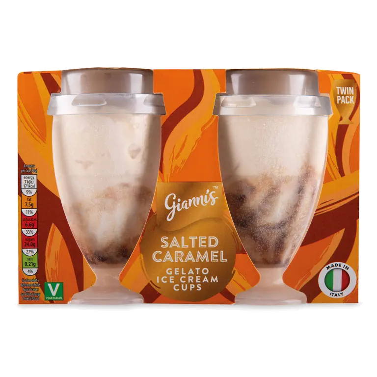 Salted Caramel Gelato Ice Cream Cups 2 Pack