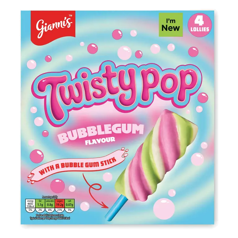 Twisty Pop lollies Bubblegum