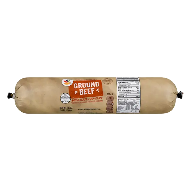 All Natural 80% Lean 20% Fat Ground Beef Roll Fresh
