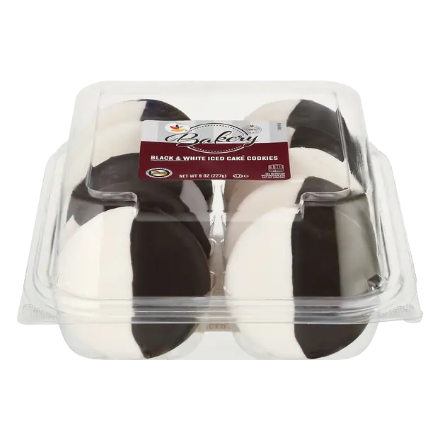 Bakery Black & White Iced Cake Cookies - 8 ct
