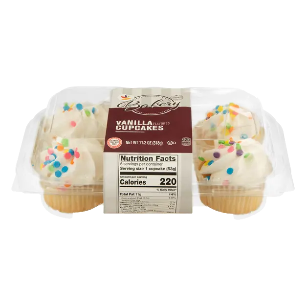 Bakery Vanilla Flavored Cupcakes - 6 ct