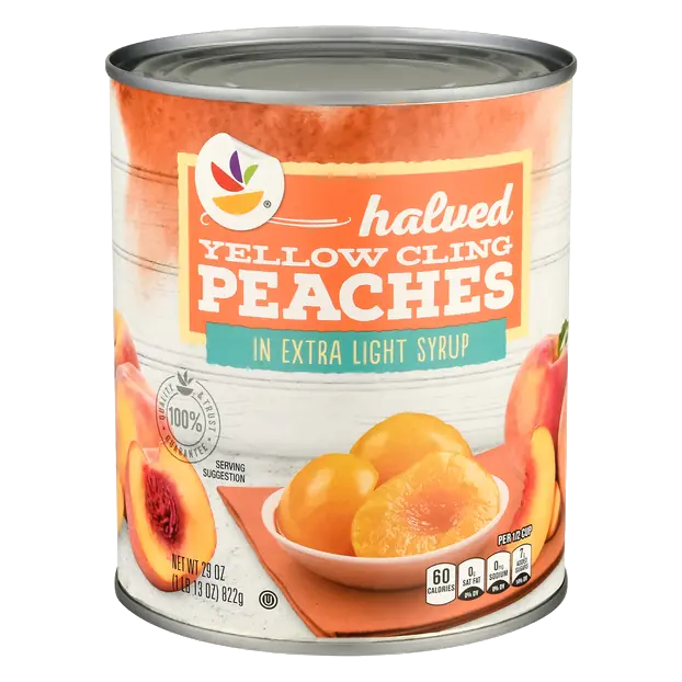 Halved Yellow Cling Peaches in Extra Light Syrup