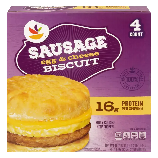 Sausage Egg & Cheese Biscuit Sandwiches - 4 ct Frozen