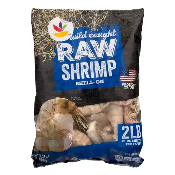 Wild Caught Raw Shell-On Shrimp 21-25 ct per lb Frozen