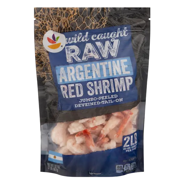 Wild Raw Tail-On Jumbo Argentine Red Shrimp 21-25 ct Frozen