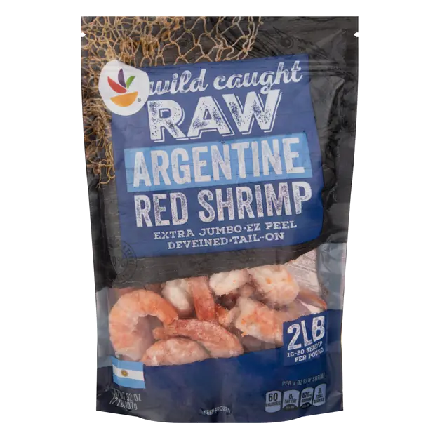 Wild Raw Tail-On X-Jumbo Argentine Red Shrimp 16-20 ct Frozen