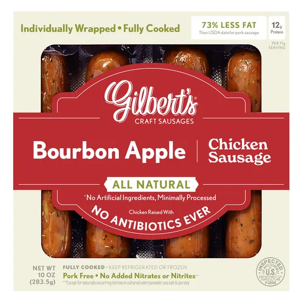 All Natural Bourbon Apple Chicken Sausage - 4 ct