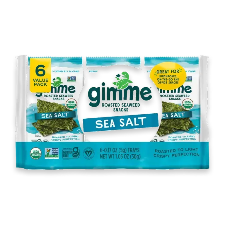 Gimme Sea Salt 6 Pack Pillow Roasted Seaweed Snack