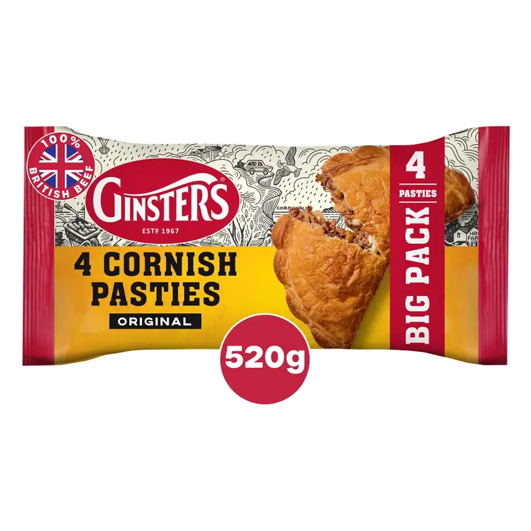 Ginsters 4 Cornish Pasties Original 520g