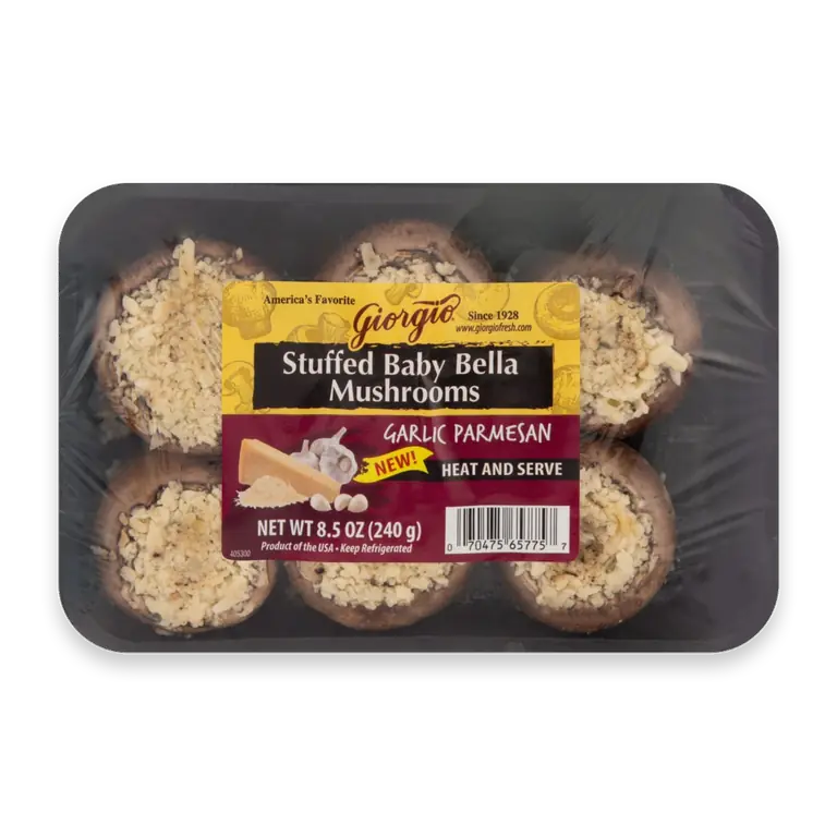 Garlic Parmesan Stuffed Baby Bella Mushrooms