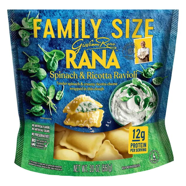 Spinach & Ricotta Ravioli Pasta Family Size Fresh