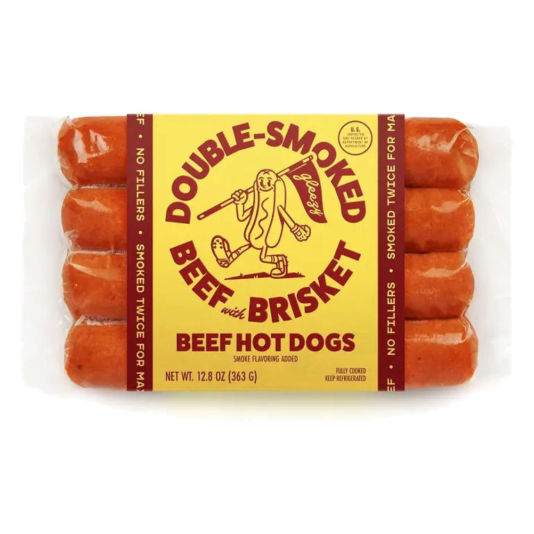 Gleezy Dog Double Smoked Beef Brisket Hot Dog, 12.8oz