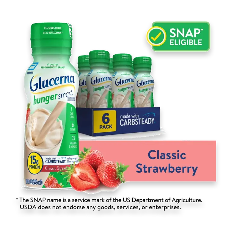 Hunger Smart Diabetic Protein Shake, Classic Strawberry, 10-fl-oz Bottle, 6 Count