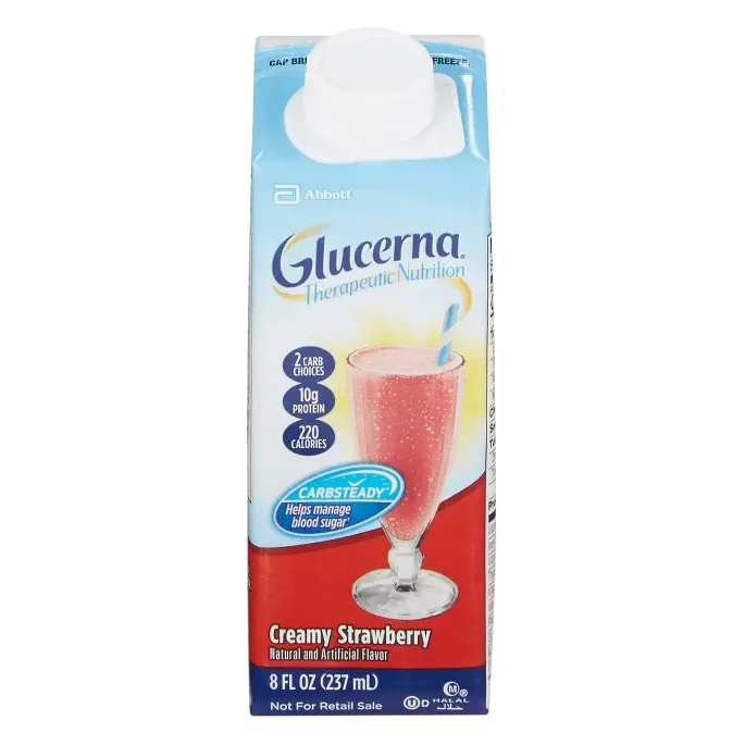 Glucerna Therapeutic Nutrition Shake Creamy Strawberry, Designed for Carb-Steady Glucose Control, 8 fl oz Cartons, 24 Count