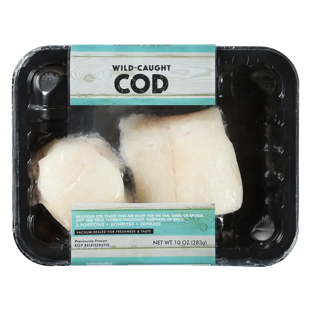 Wild Caught Boneless Skinless Cod Fillets Previously Frozen